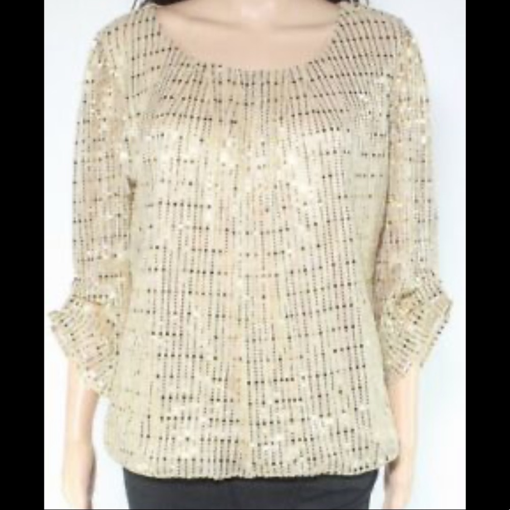 Sara Michelle Embellished Gold Blouse